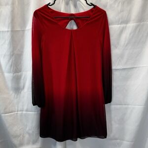 IZ Byer Red & Black Ombré Longsleeve Dress Size Small